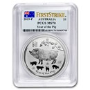 2019 Australia 1 oz Silver Lunar Pig MS-70 PCGS (FS) 2019 Australia 1 oz Silver Lunar Pig MS-70 PCGS (FS)